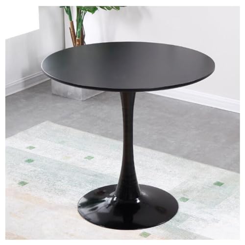 Runder Esstisch mit Tulpenmotiv, kleiner Bistrotisch mit MDF-Platte und Stahlfuß, Küchentisch, platzsparendes Design, 100 x 100 x 73 cm, modernes schwarzes Finish von Generisch