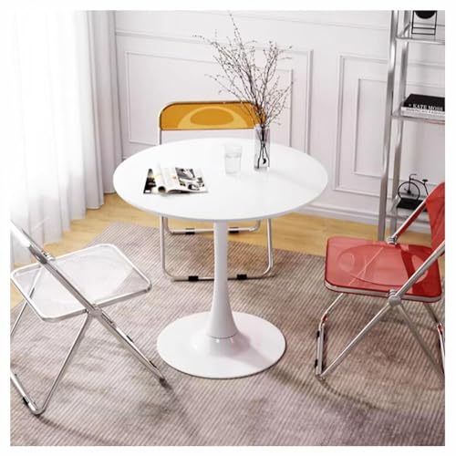 Runder Esstisch mit Tulpenmotiv, kleiner Bistrotisch mit MDF-Platte und Stahlsockel, Küchentisch, Kapazität: 60 x 60 x 73 cm, elegantes Design in Farbe D von Generisch