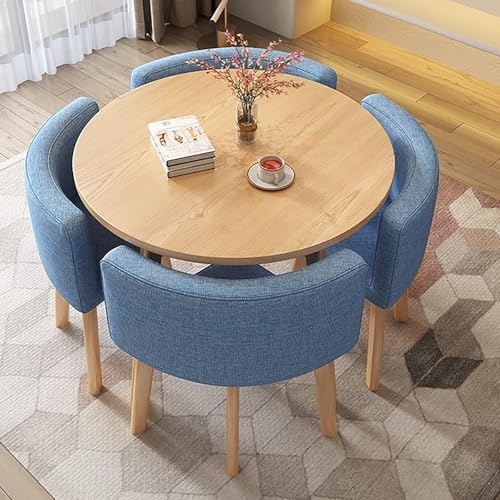 Runder Esstisch und Stühle Set - 5-teiliges modernes Couchtisch-Set mit 4 gepolsterten Stühlen, ideal für Balkon oder Esszimmer, Marmoroberfläche, Runder Esstisch und Stühle Set - 5-teiliges modernes Couchtisch-Set mit 4 gepolsterten Stühlen, ideal für Balkon oder Esszimmer, Marmoroberfläche, von Generisch