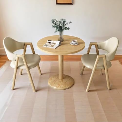 Runder Esstisch und Stuhl-Set für 2 Personen im Stil der Mitte des Jahrhunderts mit Metallbeinen, ideal für kleine Räume und Cafés Runder Esstisch und Stuhl-Set für 2 Personen im Stil der Mitte des Jahrhunderts mit Metallbeinen, ideal für kleine Räume und Cafés von Generisch
