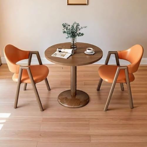 Runder Esstisch und Stuhl-Set für 2 Personen – kleiner Tisch im Mid-Century-Stil mit Metallbeinen – perfekt für Cafés, Schönheitssalons und Freizeiträume von Generisch