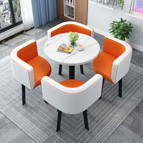 Runder Esstisch und Stuhl-Set für Büro, Konferenz oder Empfang – einfacher 59,9 cm Couchtisch mit modernem Design, perfekt für Clubs, Cafés und Essbereiche von Generisch
