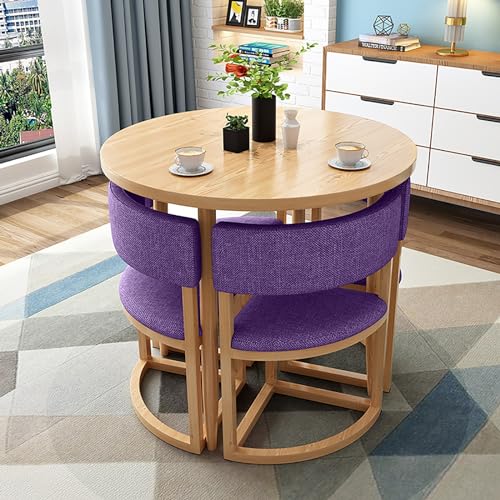 Runder Esstisch und Stuhl Set für Büro Empfang, Balkon Kleiner runder Tisch für Freizeitbereich, Lounge Wohnzimmermöbel von Generisch