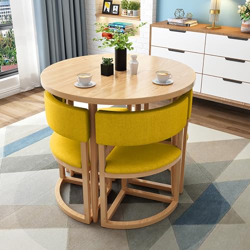 Runder Esstisch und Stuhl Set für Büro Empfang Verhandlungen und Freizeitbereich Kleiner runder Tisch für Lounge oder Wohnzimmer (Gelb) von Generisch