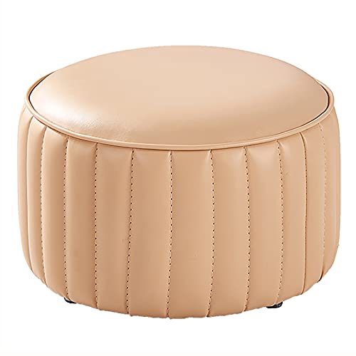 Runder Fußhocker aus hochwertigem Leder – bequeme Fußstütze für Sofa, stilvoller kleiner Akzent für Wohnzimmer und Schlafzimmer, vielseitige Heimdekoration und elegantes Design von Generisch