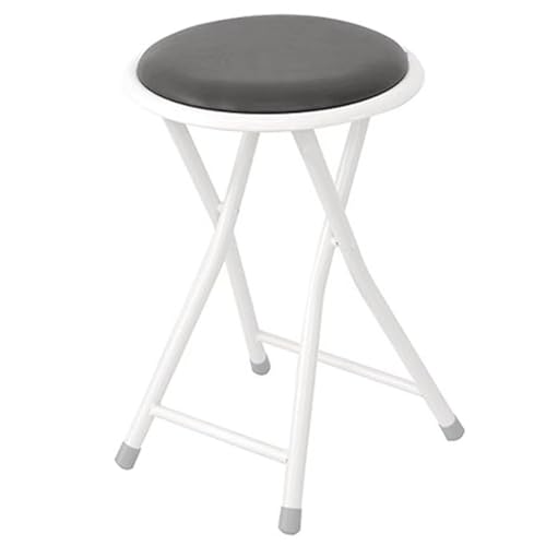 Runder Klapphocker, kompakte Metallstühle, gepolsterte platzsparende Sitze für Küche, Garten, Heimgebrauch, stilvolles schwarzes Design, leicht und tragbar von Generisch