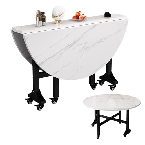 Runder Klapptisch für die Küche, mit 6 Rollen, für Esszimmer, Büro oder Party (100/120/140 cm) von Generisch