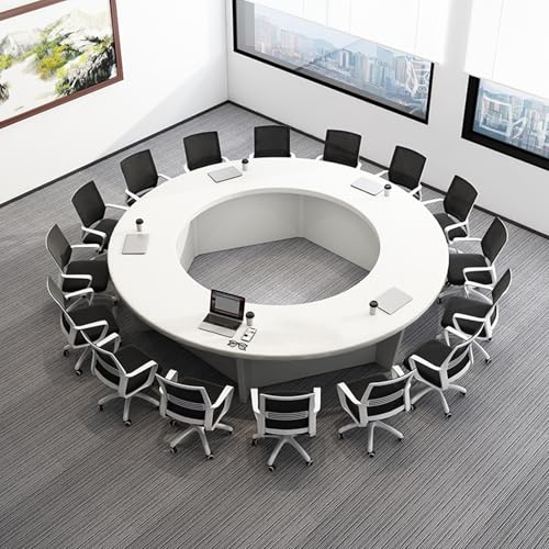 Runder Konferenztisch, oval, Konferenztisch, platzsparend, Esstisch für Büro und Küche, kleiner Konferenzraum, Schreibtisch, Verhandlungstisch (Weiß, 240 x 75 cm) von Generisch