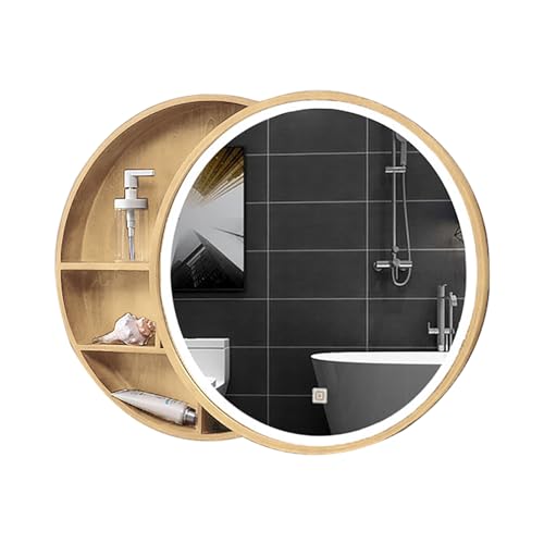 Runder LED-Badezimmerschrank mit Spiegel, Wandmontage, Apothekerschrank für Schlafzimmer, Wohnzimmer, Waschtisch, Eingangsbereich, Holzfarbe, stilvolle und funktionale Aufbewahrungslösung. Runder LED-Badezimmerschrank mit Spiegel, Wandmontage, Apothekerschrank für Schlafzimmer, Wohnzimmer, Waschtisch, Eingangsbereich, Holzfarbe, stilvolle und funktionale Aufbewahrungslösung. von Generisch