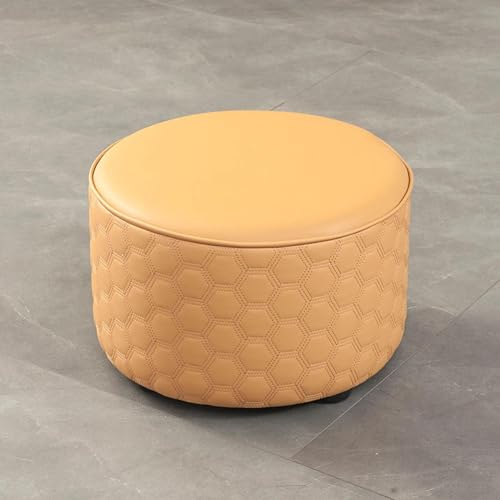 Runder Leder-Fußhocker, vielseitiger Pouf für bequemes Sitzen und Schuhwechseln im Wohnzimmer, Schlafzimmer und Balkon Runder Leder-Fußhocker, vielseitiger Pouf für bequemes Sitzen und Schuhwechseln im Wohnzimmer, Schlafzimmer und Balkon von Generisch