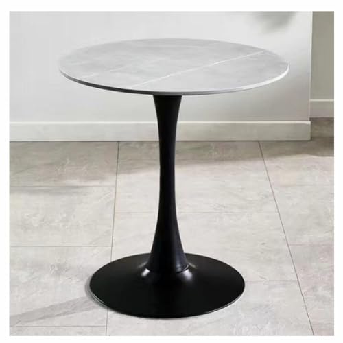 Runder Marmor-Esstisch, 60/70/80 cm, moderner Bistrotisch mit Metallsockel, 4-Sitzer, Küchentisch, stilvolle Möbel für Esszimmer und Wohnzimmer (Größe: 60 cm, Farbe: 6) von Generisch