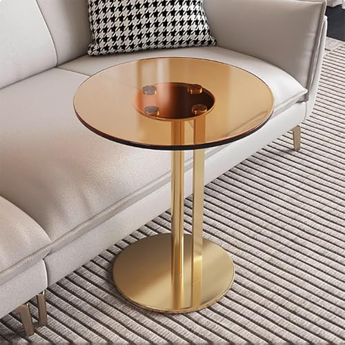Runder Nachttisch – kleiner Sofa-Beistelltisch, kreativer Beistelltisch für Schlafzimmer, kompakter Nachttisch mit stilvollem Heimdekor-Design (Gold, 45 x 45 x 55 cm) von Generisch