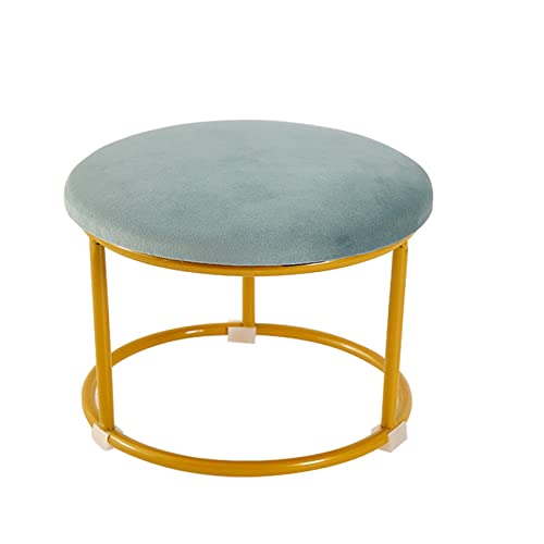 Runder Ottoman-Fußhocker, Flanell-Pouf für Wohnzimmer und Schlafzimmer, stilvolle und bequeme Fußstütze, 32 x 22 cm, Hellblau von Generisch