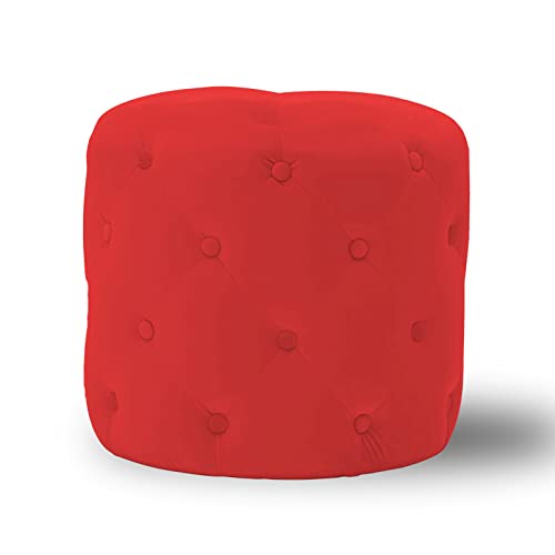 Runder Ottoman-Fußstützen-Hocker aus Samt, moderner multifunktionaler dekorativer Hocker für Wohnzimmer, Schlafzimmer, Eingangsbereich oder Schminktisch, Hellgrün, 45 x 45 x 41 cm von Generisch
