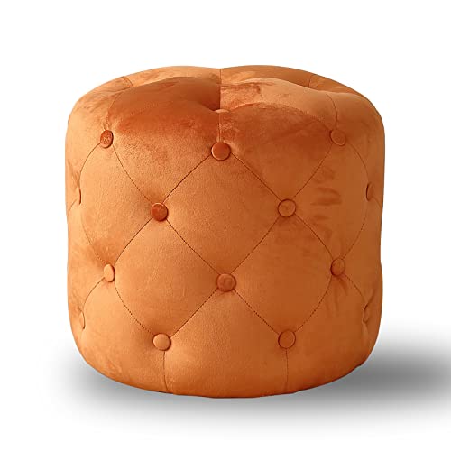 Runder Ottoman-Fußstützen-Hocker aus Samt, moderner multifunktionaler dekorativer Hocker für Wohnzimmer, Schlafzimmer, Eingangsbereich oder Schminktisch, Hellgrün, 45 x 45 x 41 cm von Generisch