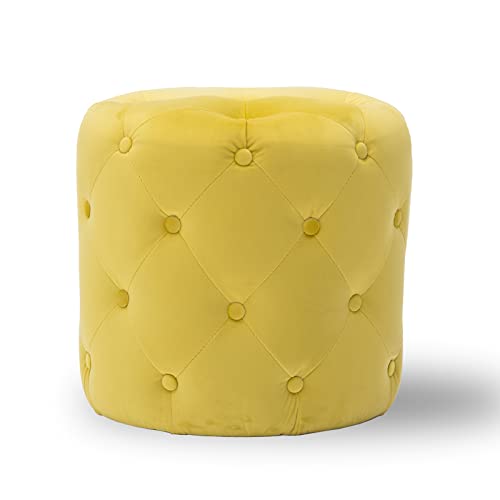 Runder Ottoman-Fußstützen-Hocker aus Samt, moderner multifunktionaler dekorativer Hocker für Wohnzimmer, Schlafzimmer, Eingangsbereich oder Schminktisch, Hellgrün, 45 x 45 x 41 cm von Generisch