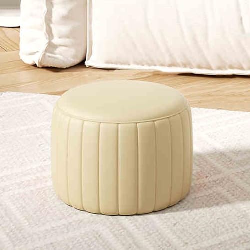 Runder Ottoman Pouf Hocker - Moderne gepolsterte Fußstütze Bank für Wohnzimmer Schlafzimmer - Elegantes Design für Lounge Gebrauch von Generisch