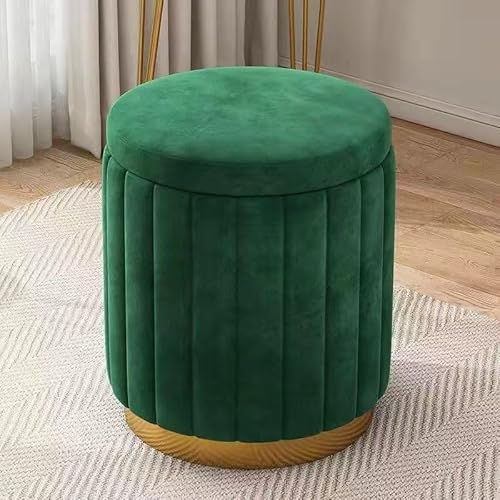 Runder Ottomane aus Plüsch, Aufbewahrungshocker für Wohnzimmer, dekorativer grüner Pouf, vielseitige Fußstütze und Aufbewahrungslösung, stilvoller Akzentstuhl mit verstecktem Fach Runder Ottomane aus Plüsch, Aufbewahrungshocker für Wohnzimmer, dekorativer grüner Pouf, vielseitige Fußstütze und Aufbewahrungslösung, stilvoller Akzentstuhl mit verstecktem Fach von Generisch