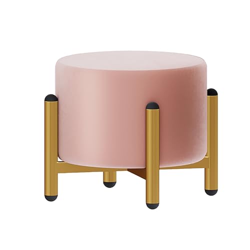 Runder Ottomane mit goldfarbenen Metallbeinen, moderner Fußhocker, abnehmbarer, waschbarer Bezug, Mehrzweck-Schminkstuhl oder Fußstütze Runder Ottomane mit goldfarbenen Metallbeinen, moderner Fußhocker, abnehmbarer, waschbarer Bezug, Mehrzweck-Schminkstuhl oder Fußstütze von Generisch