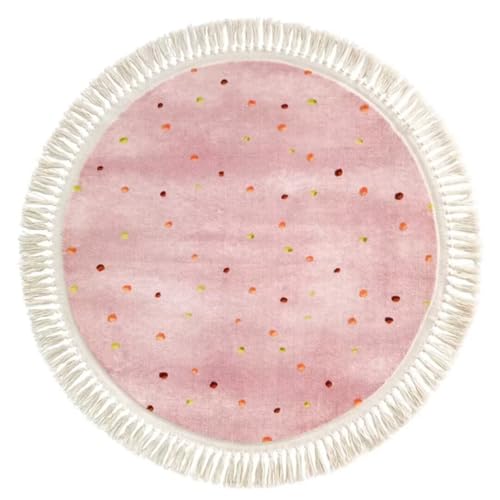 Runder Plüschteppich mit Quaste für Schlafzimmer, Mädchenzimmer, superweiche runde Bettdecke, Teppich, niedliche Quasten-Bodenmatte für Wohnzimmer, feuchtigkeitsbeständige Baumwollunterseite Runder Plüschteppich mit Quaste für Schlafzimmer, Mädchenzimmer, superweiche runde Bettdecke, Teppich, niedliche Quasten-Bodenmatte für Wohnzimmer, feuchtigkeitsbeständige Baumwollunterseite von Generisch