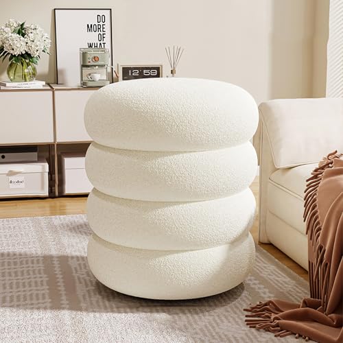 Runder Polsterhocker, weiches, kompaktes Design mit Fußstütze für bequemes Sitzen im Wohnzimmer oder Schlafzimmer, stilvolle Wohnmöbel von Generisch