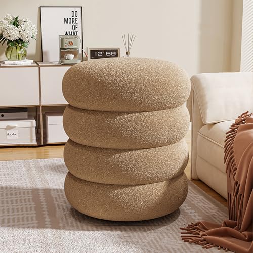 Runder Polsterhocker, weiches, kompaktes Design mit Fußstütze für bequemes Sitzen im Wohnzimmer oder Schlafzimmer, stilvolle Wohnmöbel von Generisch
