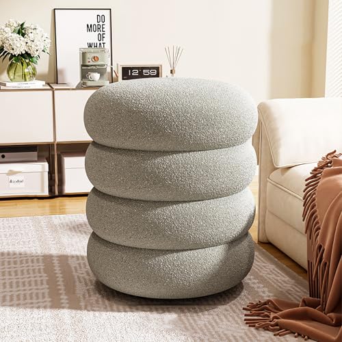 Runder Polsterhocker, weiches, kompaktes Design mit Fußstütze für bequemes Sitzen im Wohnzimmer oder Schlafzimmer, stilvolle Wohnmöbel von Generisch