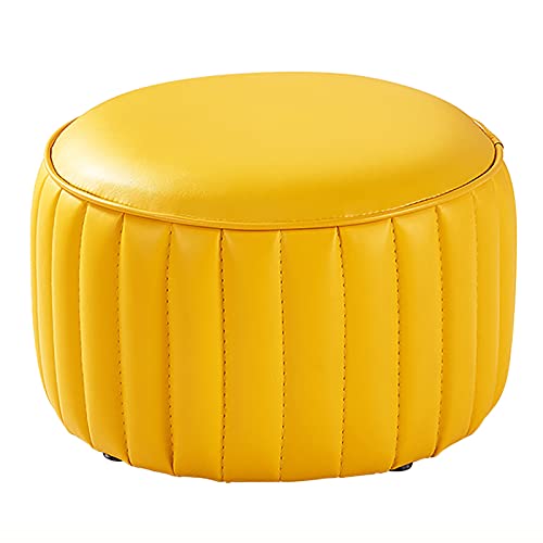Runder Premium-Fußhocker aus Leder – bequeme Fußstütze für Wohnzimmer und Schlafzimmer, stilvolle kleine Akzentmöbel, ideal für Sofa, Entspannung und Komfort von Generisch