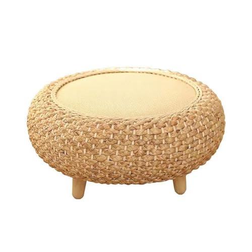 Runder Rattan-Couchtisch mit Stauraum, handgefertigter Beistelltisch im Vintage-Stil, für Wohnzimmer, Balkon und Cafés (50 x 25 cm) von Generisch
