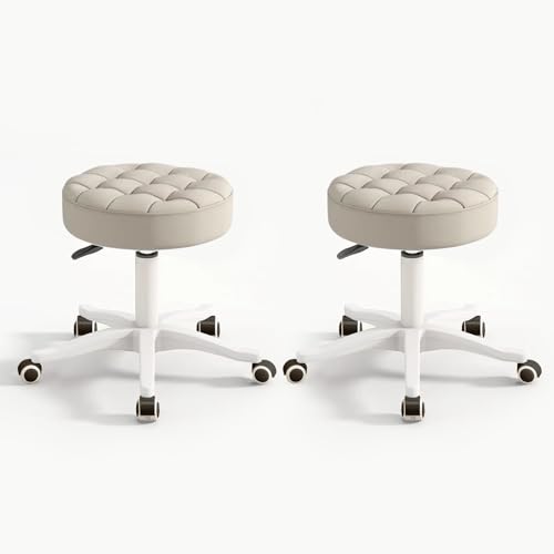 Runder Rollhocker mit Rollen, höhenverstellbarer Drehstuhl für Arbeit, Salon, Heimbüro Runder Rollhocker mit Rollen, höhenverstellbarer Drehstuhl für Arbeit, Salon, Heimbüro von Generisch