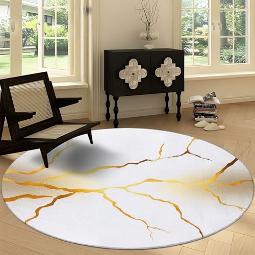 Runder Rutschfester Teppich 150 cm, Aquarell Risse Streifen Waschbarer Runder Teppich - Weicher Minimalistischer Stil Läufer für Küche Waschraum Wohnzimmer Esszimmer von Generisch