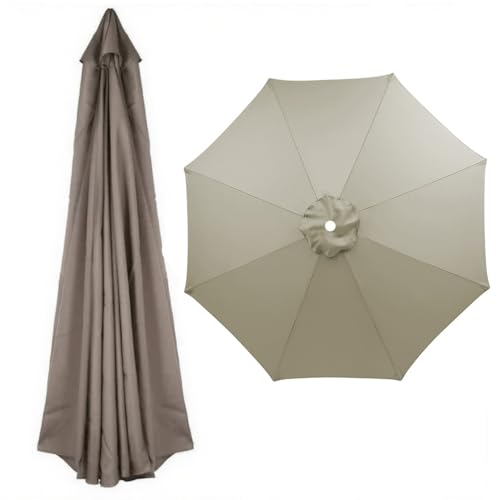 Runder Sonnenschirm Ersatzbezug für Terrassenschirme 2.0–4.0 m, 6 Streben/8 Streben, Ersatzabdeckung für Garten, Pool, Dickes Tuch Polyesterstoff, UV-beständig, Wasserdicht(Taupe,6 Streben 200cm) von Generisch