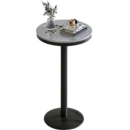 Runder Stehtisch Frühstückstisch Bartisch Grau Marmorplatte Tisch Cocktailtisch Pub Bistrotisch Metall Eisen Couchtisch Leicht zu Reinigen Sofa Beistelltisch von Generisch