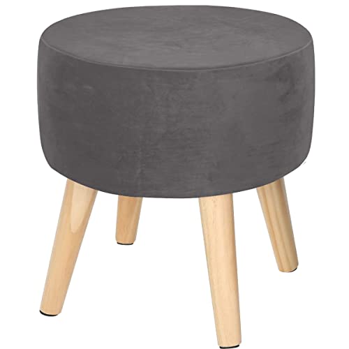 Runder Stretch-Samt-Ottomanen-Bezug – kleiner Pouf-Schonbezug für Fußhocker und Aufbewahrung – dunkelgrauer Möbelschutz – 38 x 25 cm, stilvoll und Design von Generisch