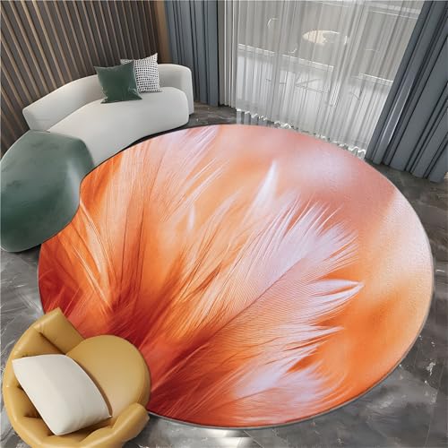 Runder Teppich Digitale Kunst Feder Nahaufnahme Schlafzimmer Orange Farbe Weich Küche 80 cm Runde Teppiche, Rutschfest Waschbarer Runde Teppiche Für Wohnzimmer Esszimmer Eingangsbereich Innen Runder Teppich Digitale Kunst Feder Nahaufnahme Schlafzimmer Orange Farbe Weich Küche 80 cm Runde Teppiche, Rutschfest Waschbarer Runde Teppiche Für Wohnzimmer Esszimmer Eingangsbereich Innen von Generisch