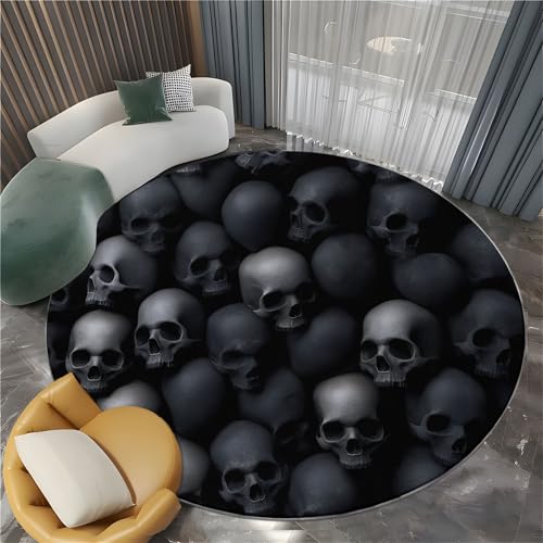 Runder Teppich Wohnzimmer Gotischer Stil Totenkopf 100 cm Flanel Runder Teppich, für Küche Esszimmer und Schlafzimmer Fußmatte Schwarz Kurzflor Runde Teppiche Extra Weich Pflegeleicht Runder Teppich Wohnzimmer Gotischer Stil Totenkopf 100 cm Flanel Runder Teppich, für Küche Esszimmer und Schlafzimmer Fußmatte Schwarz Kurzflor Runde Teppiche Extra Weich Pflegeleicht von Generisch