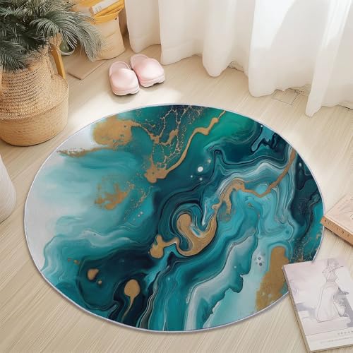 Runder Teppich für Wohnzimmer, abstrakte Wellen, Quadrate, weicher Teppich, rutschfest, groß, luxuriös, Krabbelteppich, maschinenwaschbar, Innenbereich, Bodenmatte für Schlafzimmer, Badezimmer, Flur Runder Teppich für Wohnzimmer, abstrakte Wellen, Quadrate, weicher Teppich, rutschfest, groß, luxuriös, Krabbelteppich, maschinenwaschbar, Innenbereich, Bodenmatte für Schlafzimmer, Badezimmer, Flur von Generisch