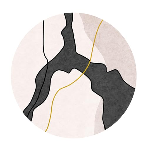 Runder Teppich für Wohnzimmer, ultraweich, für Wohnzimmer, Eingangsbereich, Heimdekoration, Bodenmatte, rutschfester Kreisteppich, modern, geometrisch, waschbar von Generisch