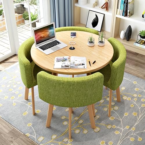 Runder Tisch Set für Büro Empfang Küche Frühstücksbar und Konferenzraum Grün Baumwolle Leinen Kleines und schlichtes Design inklusive Stühlen Runder Tisch Set für Büro Empfang Küche Frühstücksbar und Konferenzraum Grün Baumwolle Leinen Kleines und schlichtes Design inklusive Stühlen von Generisch