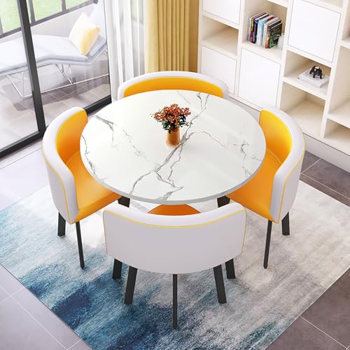 Runder Tisch und Stuhl Set - Platzsparende Esszimmermöbel, 1 Tisch und 4 Stühle für Büro Empfang und Lounge, einfach zu montieren von Generisch