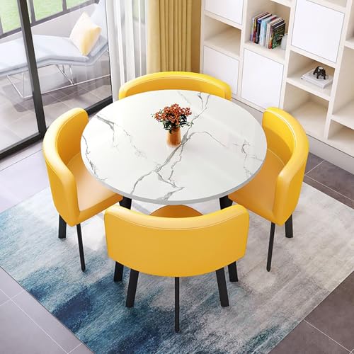 Runder Tisch und Stuhl Set - Platzsparende Esszimmermöbel, 1 Tisch und 4 Stühle für Büro Empfang und Lounge, einfach zu montieren von Generisch