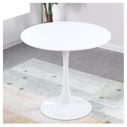 Runder Tulipe Esstisch, kleiner Bistrotisch mit MDF-Platte und Stahlfuß, platzsparendes modernes Design, Küchentisch für 4, 90 x 90 x 73 cm von Generisch