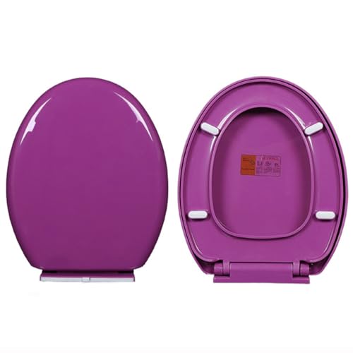 Runder WC-Sitz, Absenkautomatik, Schnellverschluss, Deckel mit langsamem Schließen, oval, 36 x 44 cm, PP-Material, obere Halterung, passend für runde Toiletten Runder WC-Sitz, Absenkautomatik, Schnellverschluss, Deckel mit langsamem Schließen, oval, 36 x 44 cm, PP-Material, obere Halterung, passend für runde Toiletten von Generisch