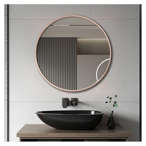 Runder Wandspiegel, Metallrahmen, Kreisspiegel für Badezimmer, Eingangsbereich, Schlafzimmer, Schminktisch, 40 cm Durchmesser, dunkelgraue Oberfläche Runder Wandspiegel, Metallrahmen, Kreisspiegel für Badezimmer, Eingangsbereich, Schlafzimmer, Schminktisch, 40 cm Durchmesser, dunkelgraue Oberfläche von Generisch