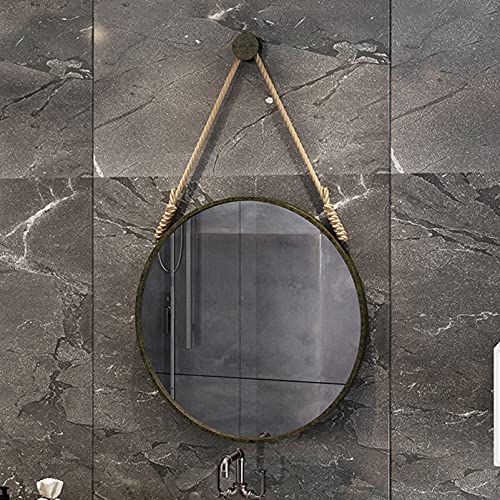 Runder Wandspiegel mit Seil zum Aufhängen – Moderne Duschspiegel für Badezimmer Kinderzimmer Wohnzimmer Dekor – erhältlich in 40/50/60/70 cm Messing-Finish Runder Wandspiegel mit Seil zum Aufhängen – Moderne Duschspiegel für Badezimmer Kinderzimmer Wohnzimmer Dekor – erhältlich in 40/50/60/70 cm Messing-Finish von Generisch