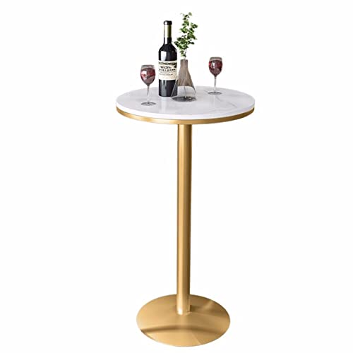 Runder hoher Bartisch mit Marmorplatte und schmiedeeiserner Basis – Moderner Cocktail-Bistrotisch für Hochzeiten, Geschäftsveranstaltungen und Empfänge – einfach zu montieren, weißes Design von Generisch