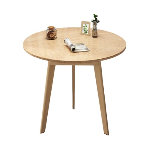 Runder kleiner Couchtisch mit Massivholzbeinen, stabiles Design, geräuschlose Bodenmatten, geräumiger Schreibtisch für Wohnzimmer, Wohnung, Büro, Dekoration, Holzfarbe, 48 x 60 cm von Generisch