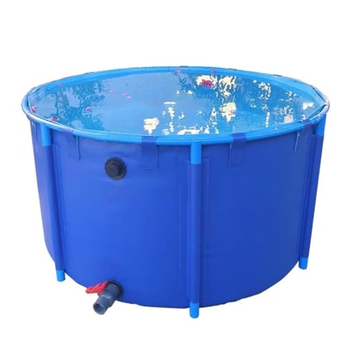 Runder oberirdischer Rahmenpool, tragbarer, faltbarer Canva-Wassertorage-Tank, PVC-Wassertorage-Pool mit Wasserauslass, für Koi-Kulturbewässerung im Freien (5 x 0,8 m) von Generisch