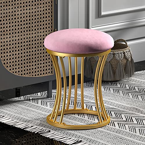 Runder rosa Fußhocker mit Metallbeinen und rutschfesten Fußpolstern Schminktisch Hocker Ottomane Pouf für Wohnzimmer oder Schlafzimmer Runder rosa Fußhocker mit Metallbeinen und rutschfesten Fußpolstern Schminktisch Hocker Ottomane Pouf für Wohnzimmer oder Schlafzimmer von Generisch