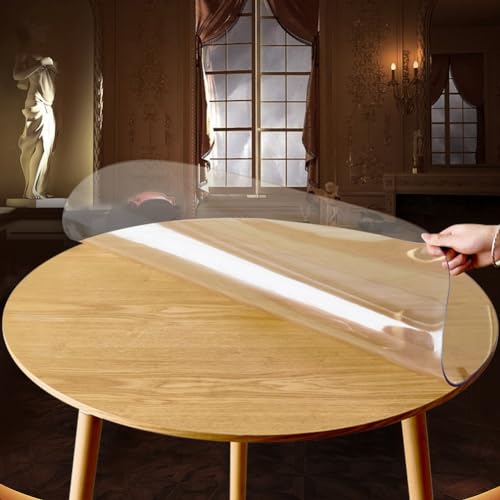 Runder transparenter PVC-Tischschutz – wasserdichte Schreibtischunterlage für Esszimmer und Küche – runde Tischdecke für Holz- und Felloberflächen – 55 cm schützende Tischabdeckung von Generisch